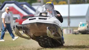 Snowmobile On Dirt